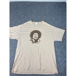 Vintage Jimi Hendrix Graphic Tee T-Shirt Mens Large Tan Music Concert Tour Retro